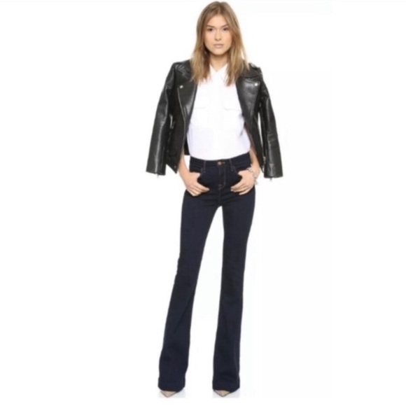 J Brand The Doll High Waisted Flare Bell Bottom Dark Wash Denim Jeans Women’s 28 - Picture 2 of 16